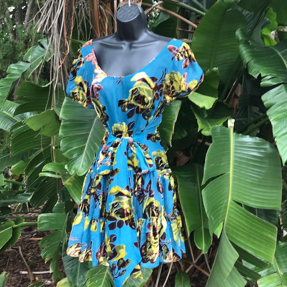 Betsey Johnson burn out velvet dress with giant roses